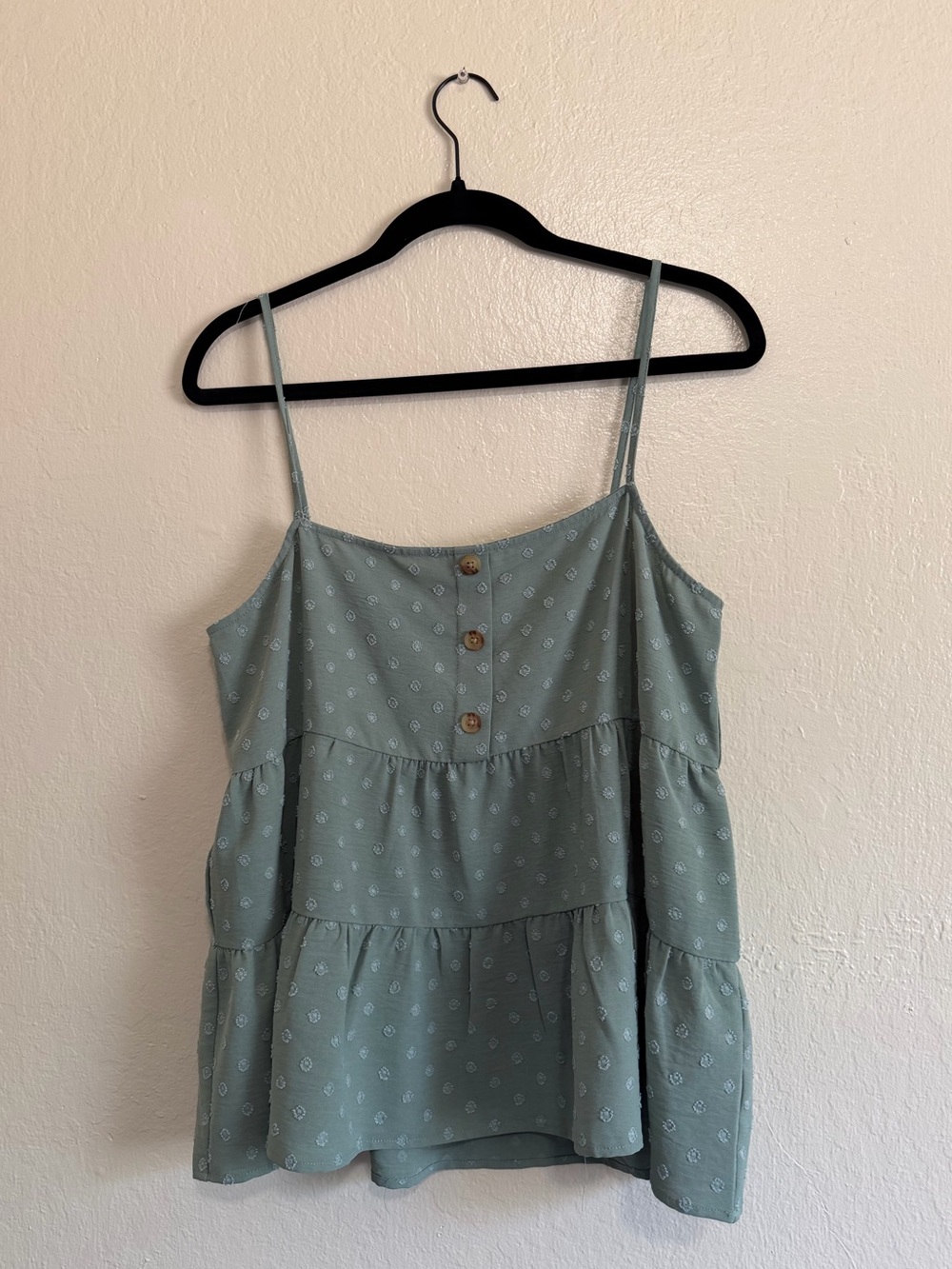 Paper Crane Sage Green Tiered Spaghetti Strap Camisole